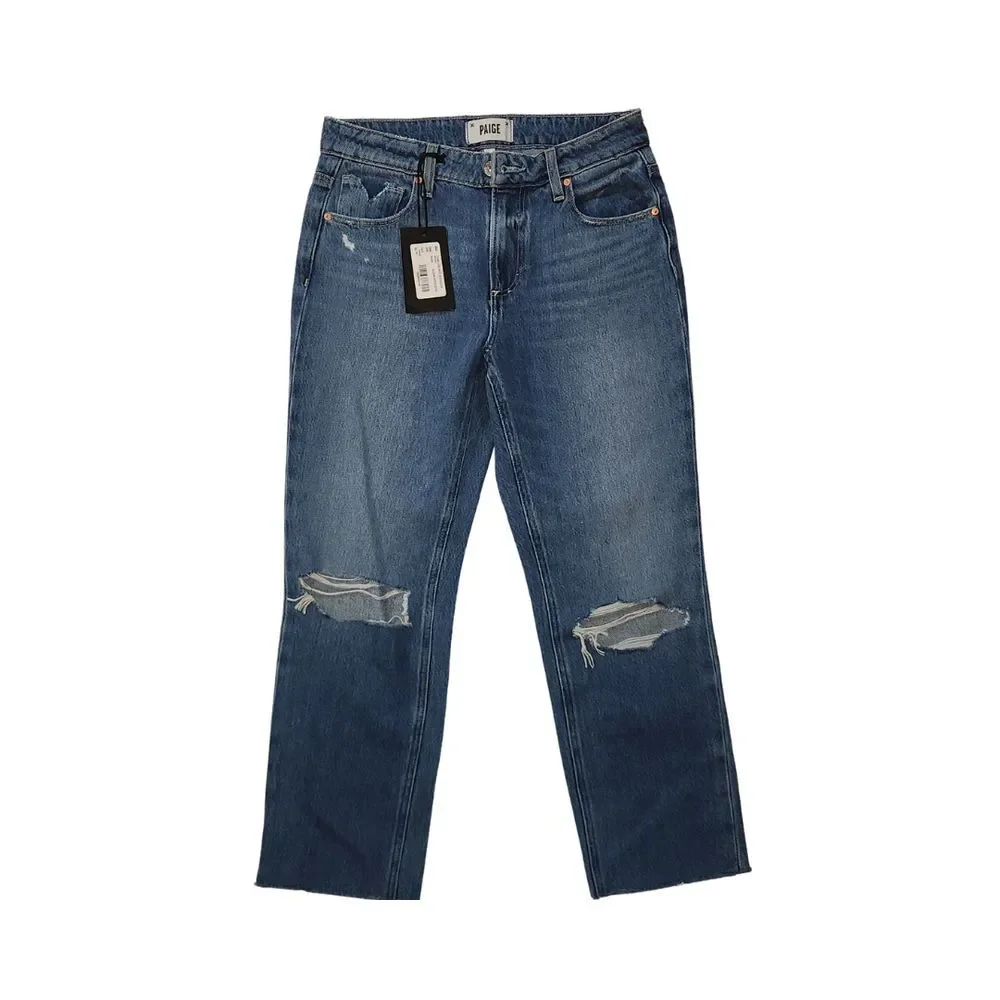 Paige Women's Noella‎ Distressed Jeans Mid Rise Relaxed Straight Leg Size 25